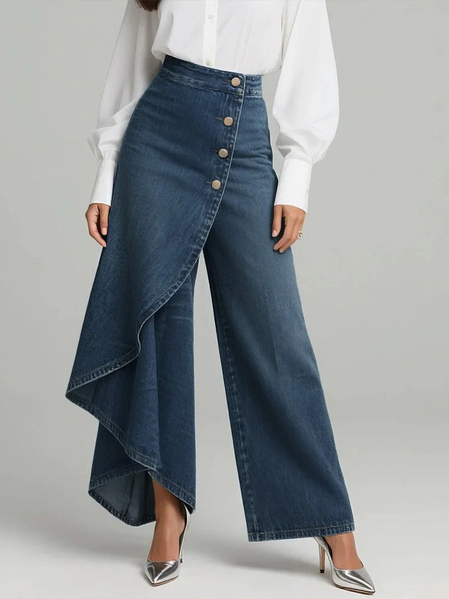 Asia | Jeans asimmetrico elasticizzato con doppia allacciatura