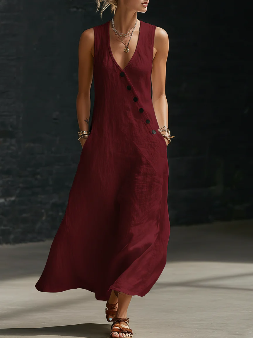 Sofia | Vestito Bottonato minimal 100% LIno