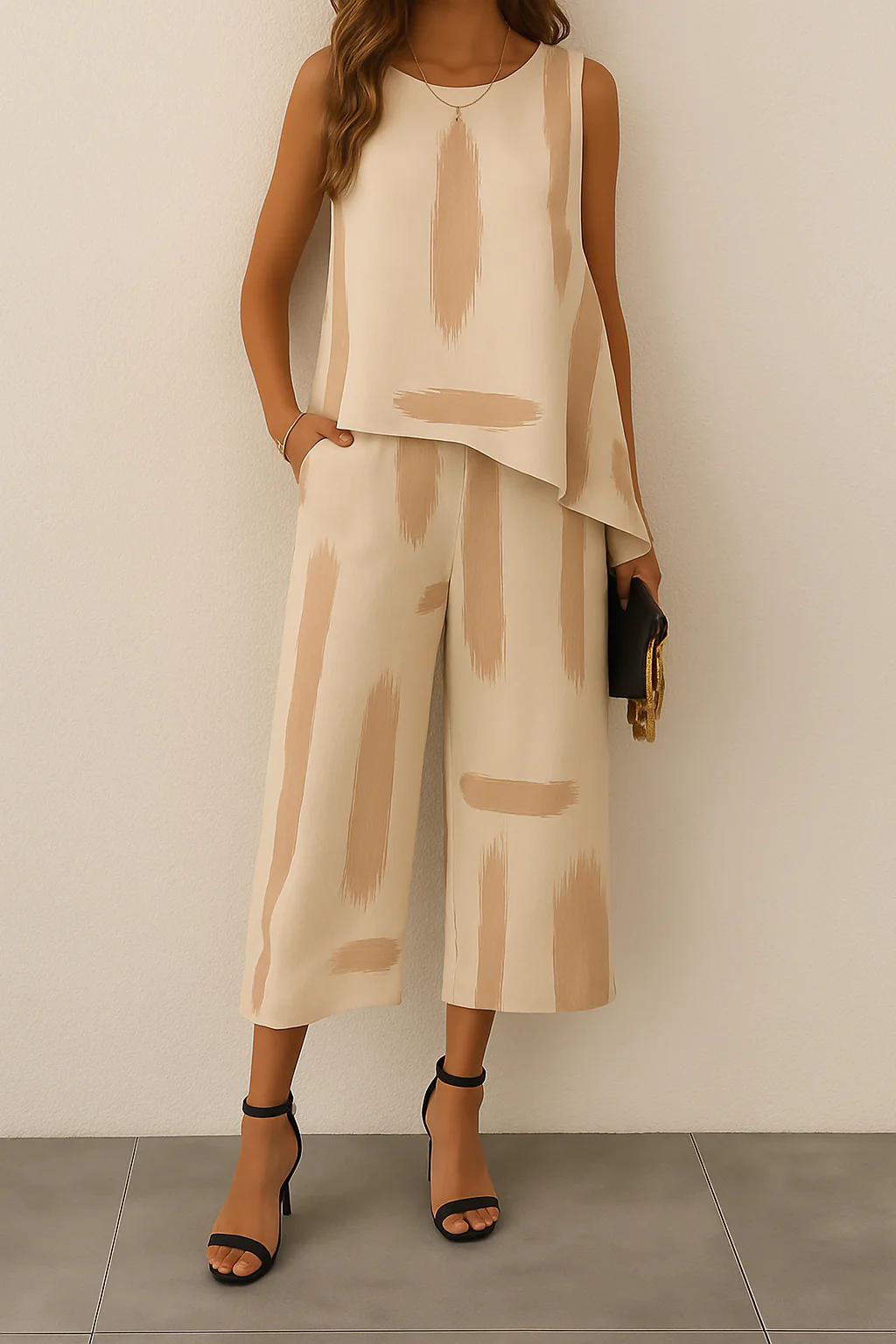 Gabriela | Coordinato in seta elegante moderno con pantaloni ampi