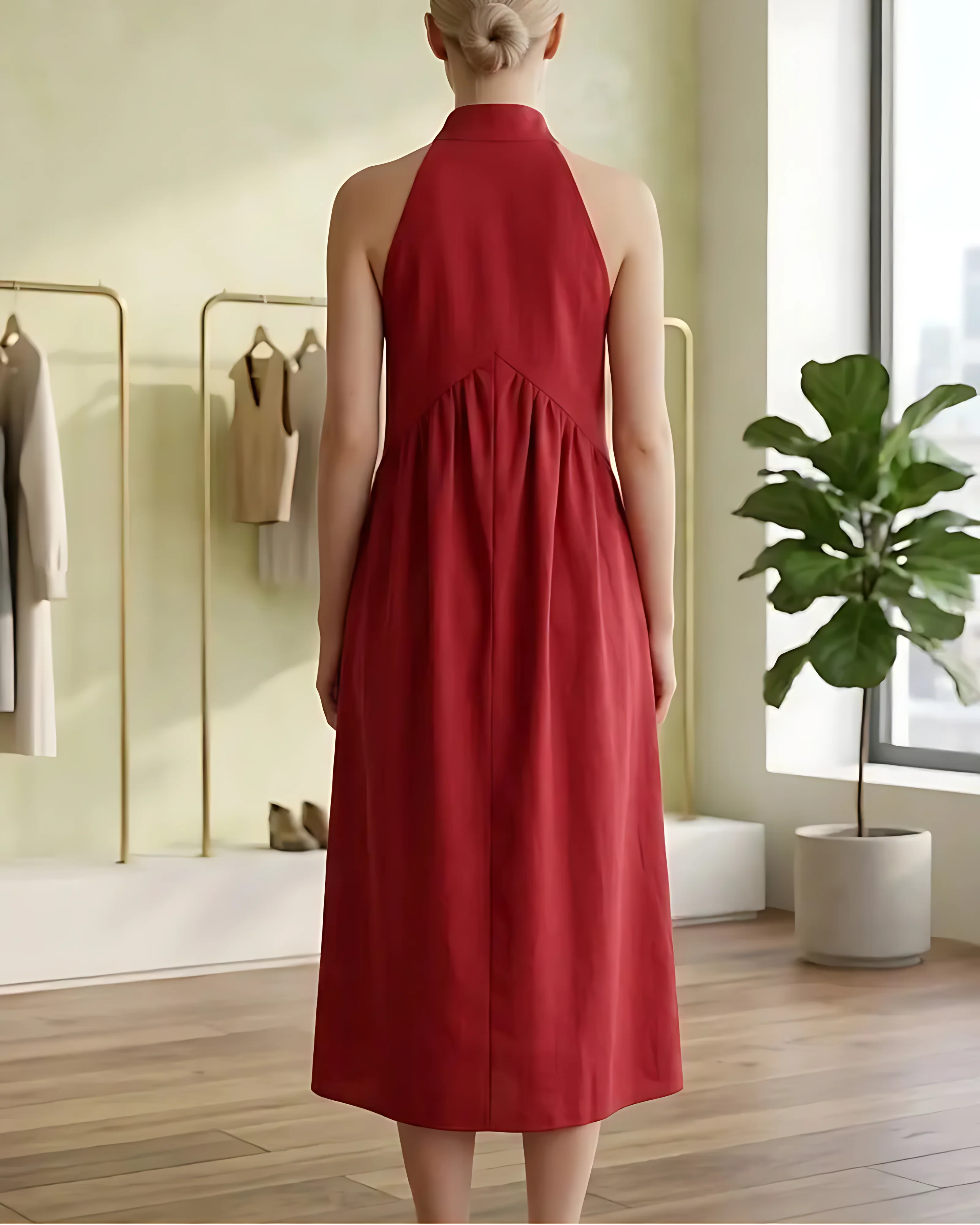 Vanessa | Vestito lungo 100% cotone con colletto