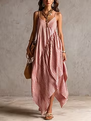 Celestine | Vestito asimmetrico 100%cotone a righe