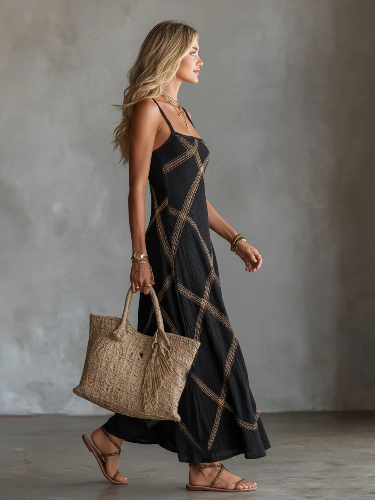 Esperanza | Vestito midi con dettaglio oro