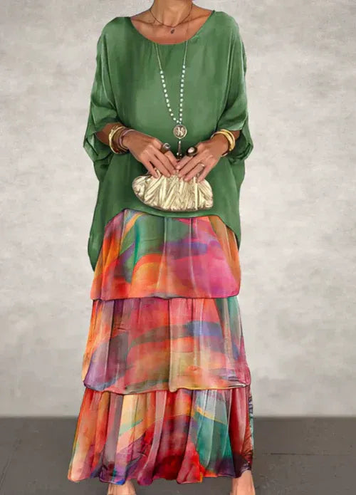 Selene | Vestito in Chiffon con gonna a balze