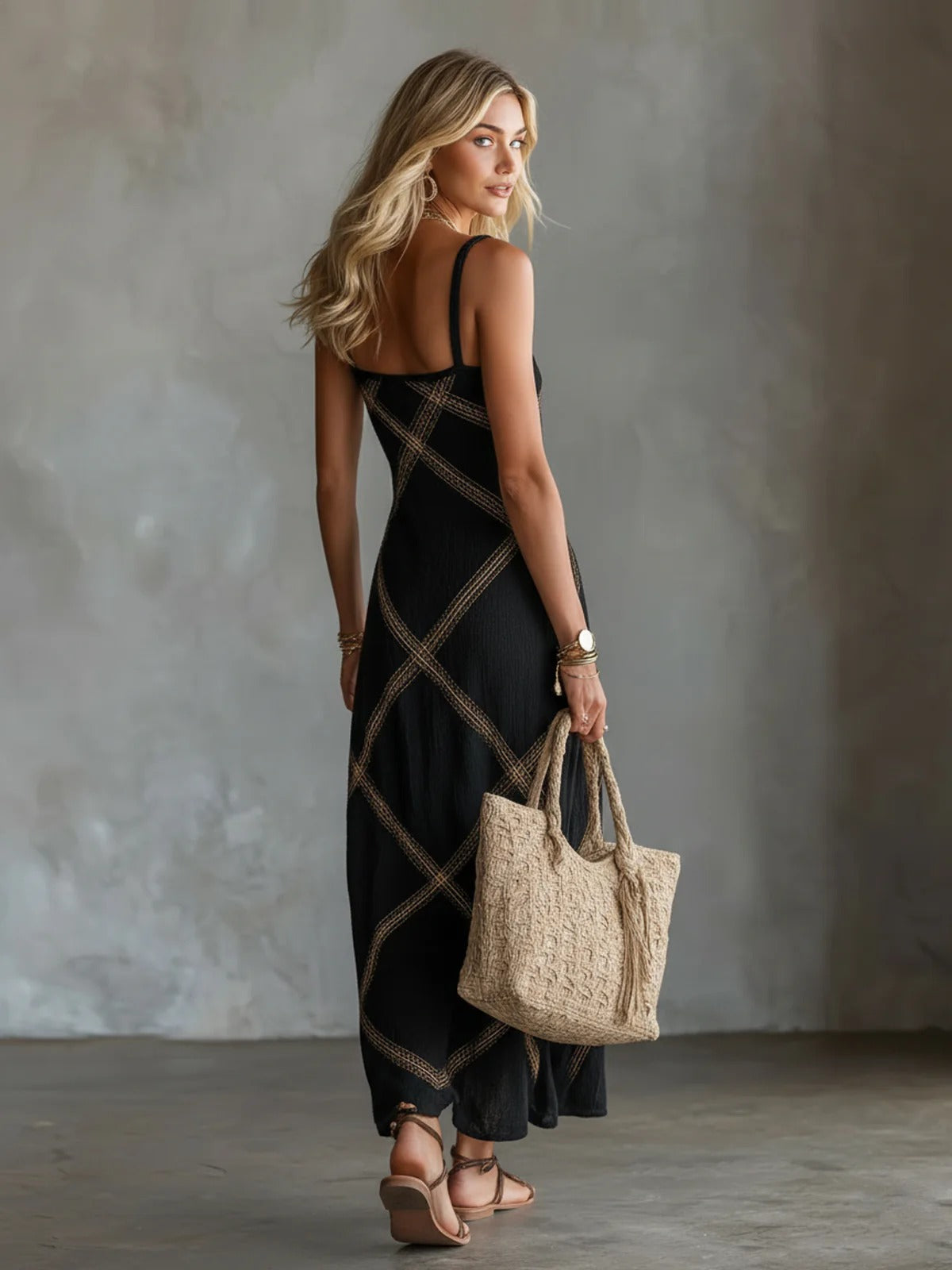 Esperanza | Vestito midi con dettaglio oro