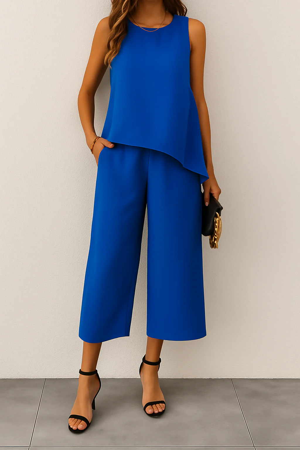 Gabriela | Coordinato in seta elegante moderno con pantaloni ampi