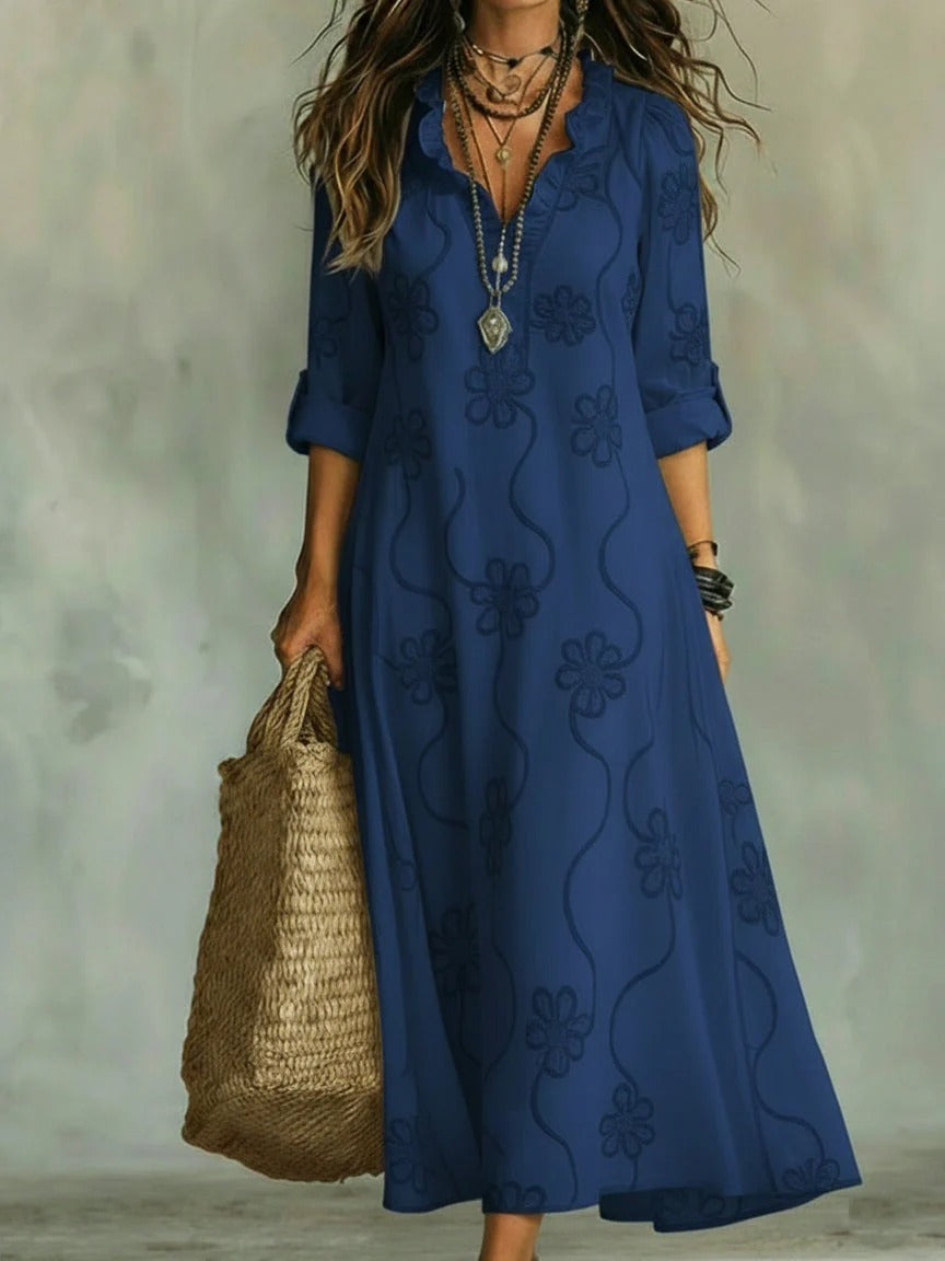 Claudia | Vestito maxi ricamato 100% Cotone