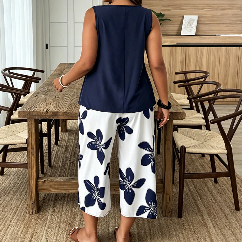 Ofelia | Coordinato 2 pezzi pantaone Capri + Canotta in cotone