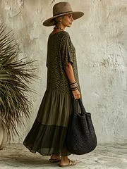 Halia | Abito casual in chiffon e cotone con stampa leopardata