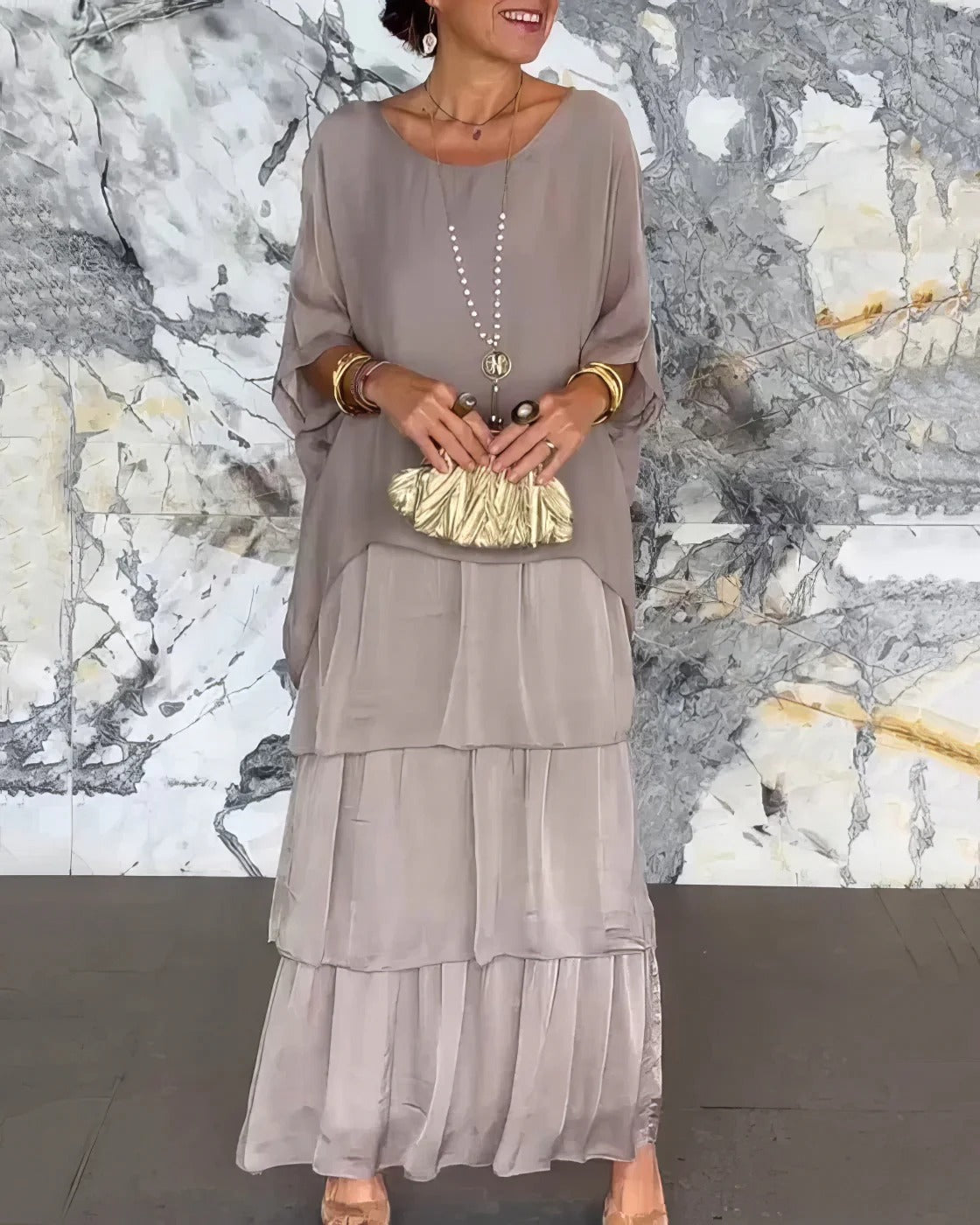 Selene | Vestito in Chiffon con gonna a balze