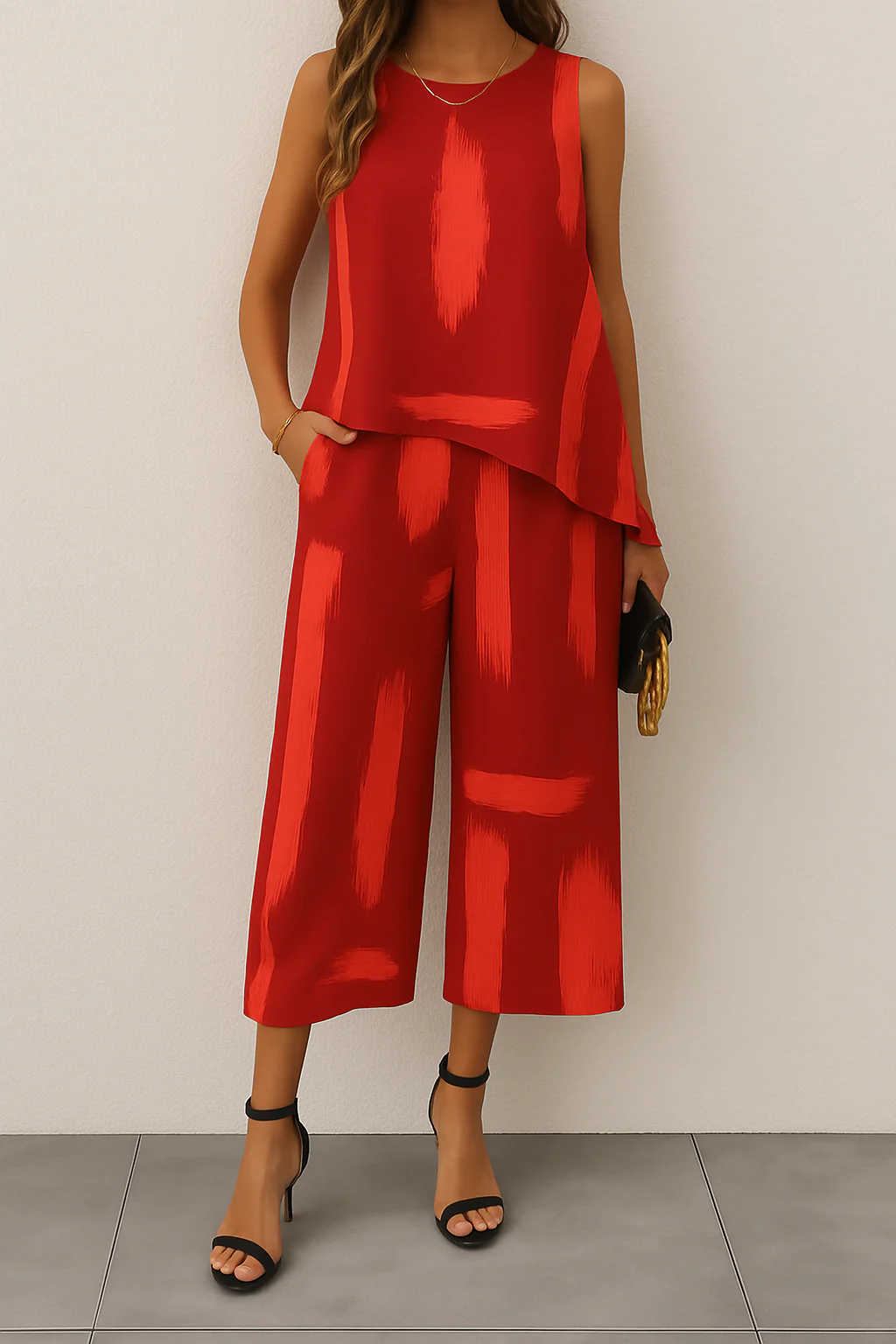 Gabriela | Coordinato in seta elegante moderno con pantaloni ampi