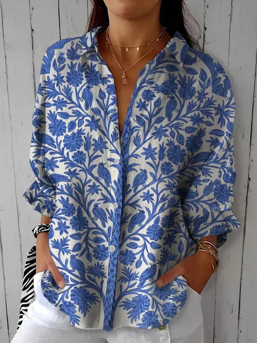 Sheila | Blusa decorata 100% Lino