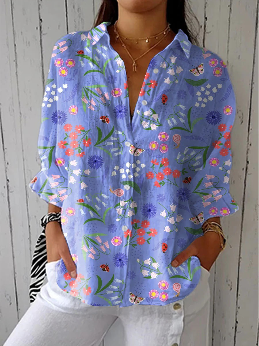 Sheila | Blusa decorata 100% Lino