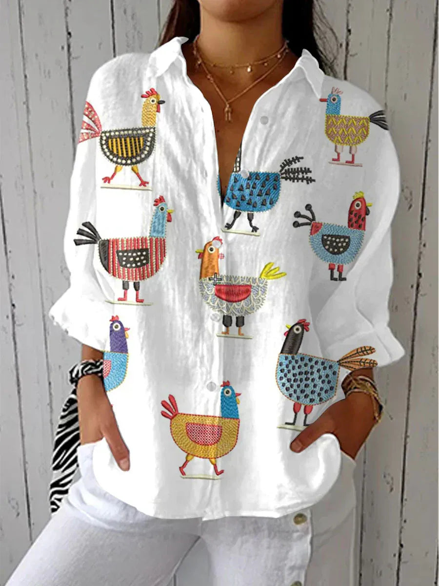Sheila | Blusa decorata 100% Lino