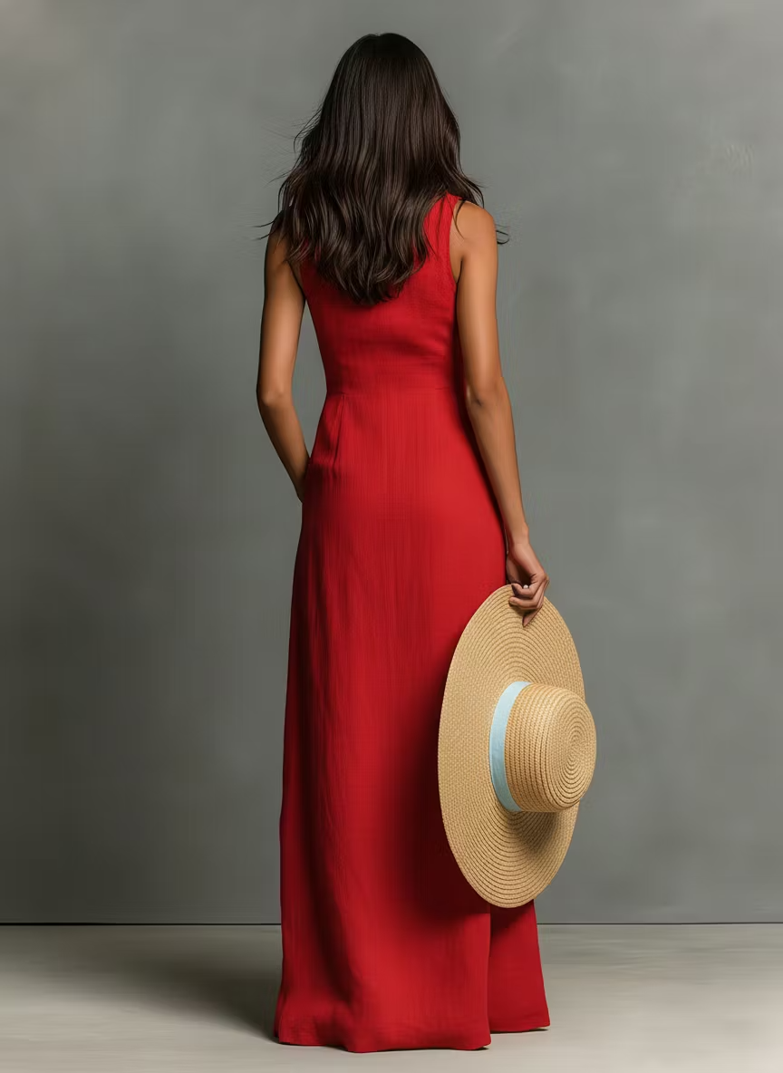Evelyn | Vestito lungo in cotone e seta coon chiusura frontale