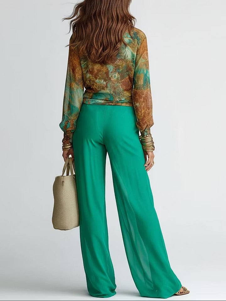 Zefira | Coordinato Pantalone Flowly + Camicia decorata