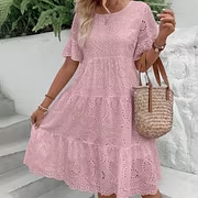 Nerissa | Vestito tinta unita con scollo rotondo e intaglio floreale