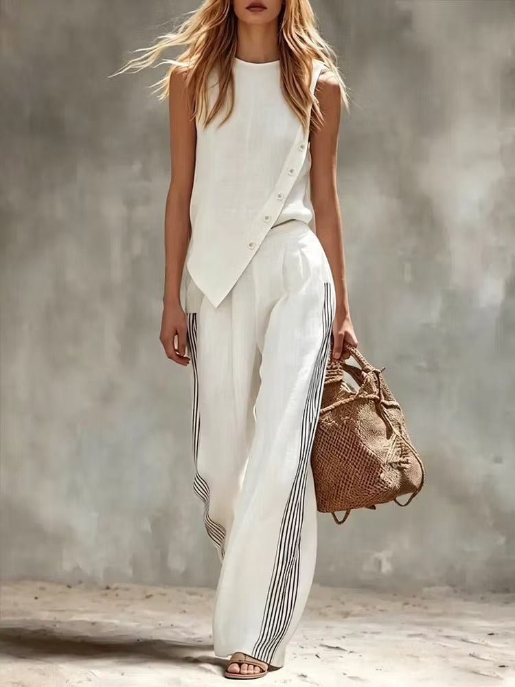 Penelope | Coordinato in Seta con Blusa asimmetrica