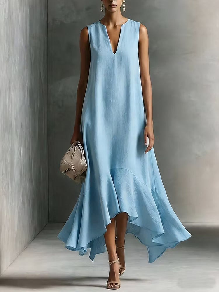 Grace | Vestito in cotone con svaso asimmetrico