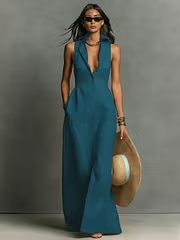 Evelyn | Vestito lungo in cotone e seta coon chiusura frontale