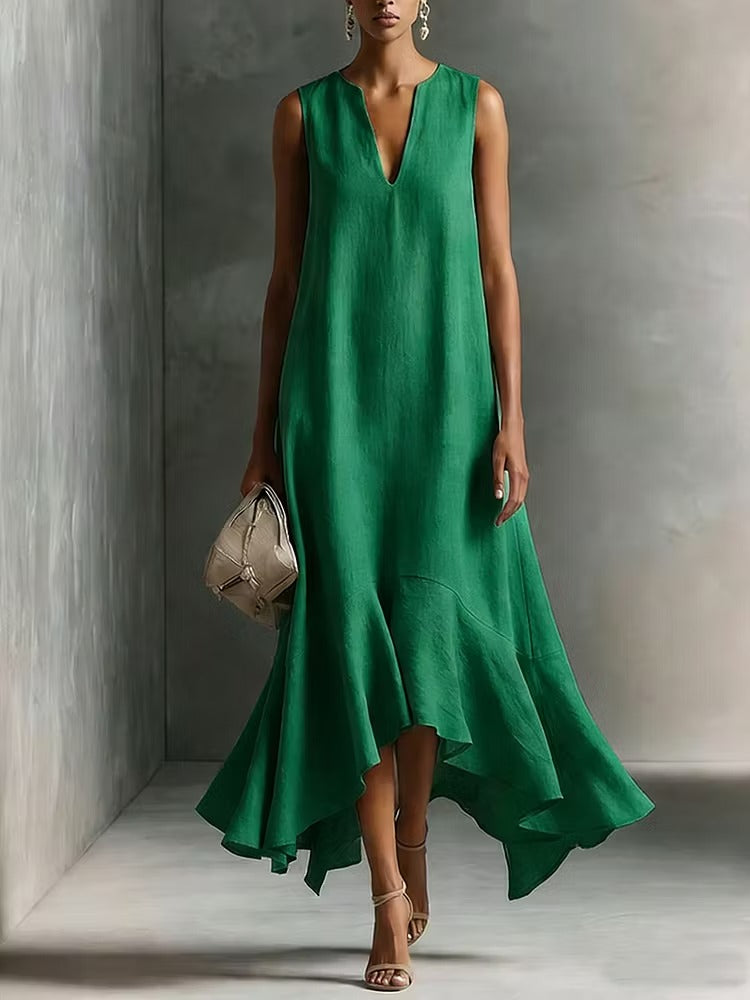 Grace | Vestito in cotone con svaso asimmetrico