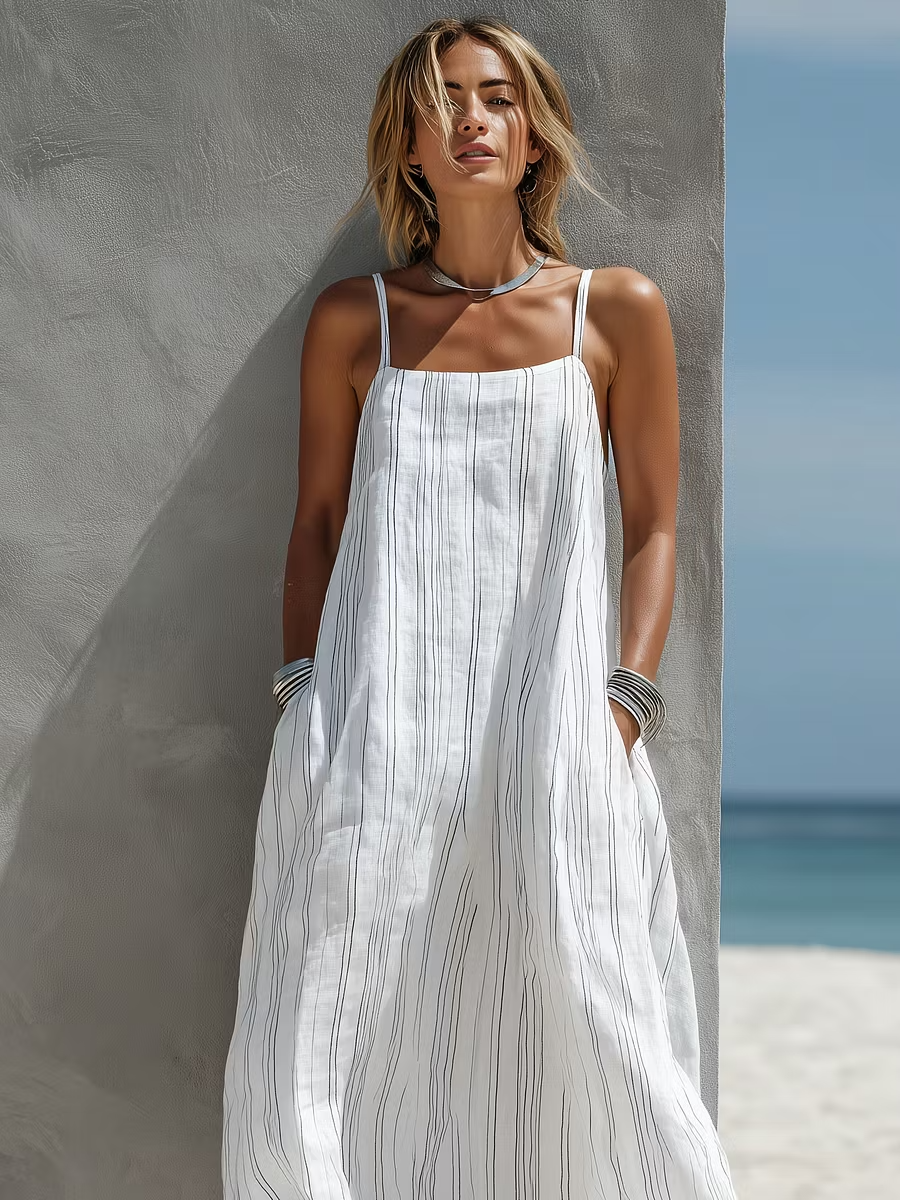Luna | Vestito 100% Lino a bratelle