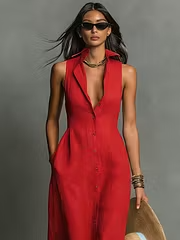 Evelyn | Vestito lungo in cotone e seta coon chiusura frontale