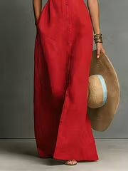 Evelyn | Vestito lungo in cotone e seta coon chiusura frontale