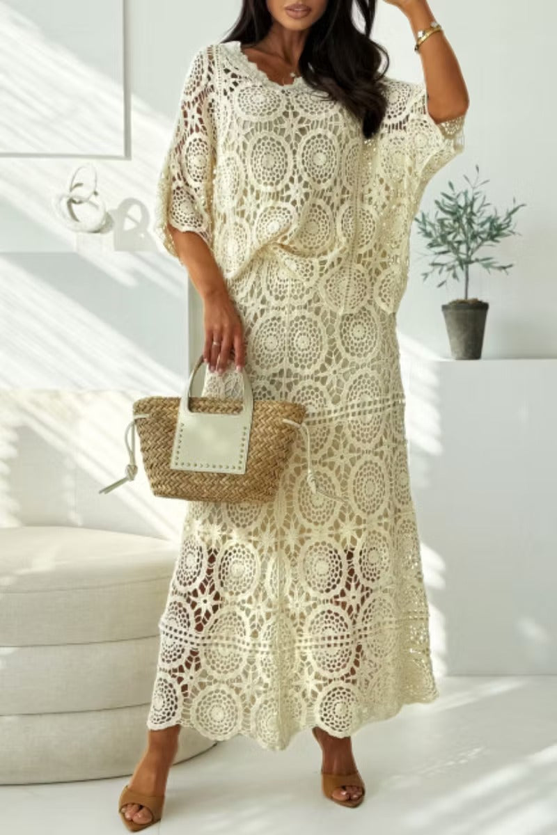 Roberta | Coordinato Gonna + Maglia in Crochet Traforato