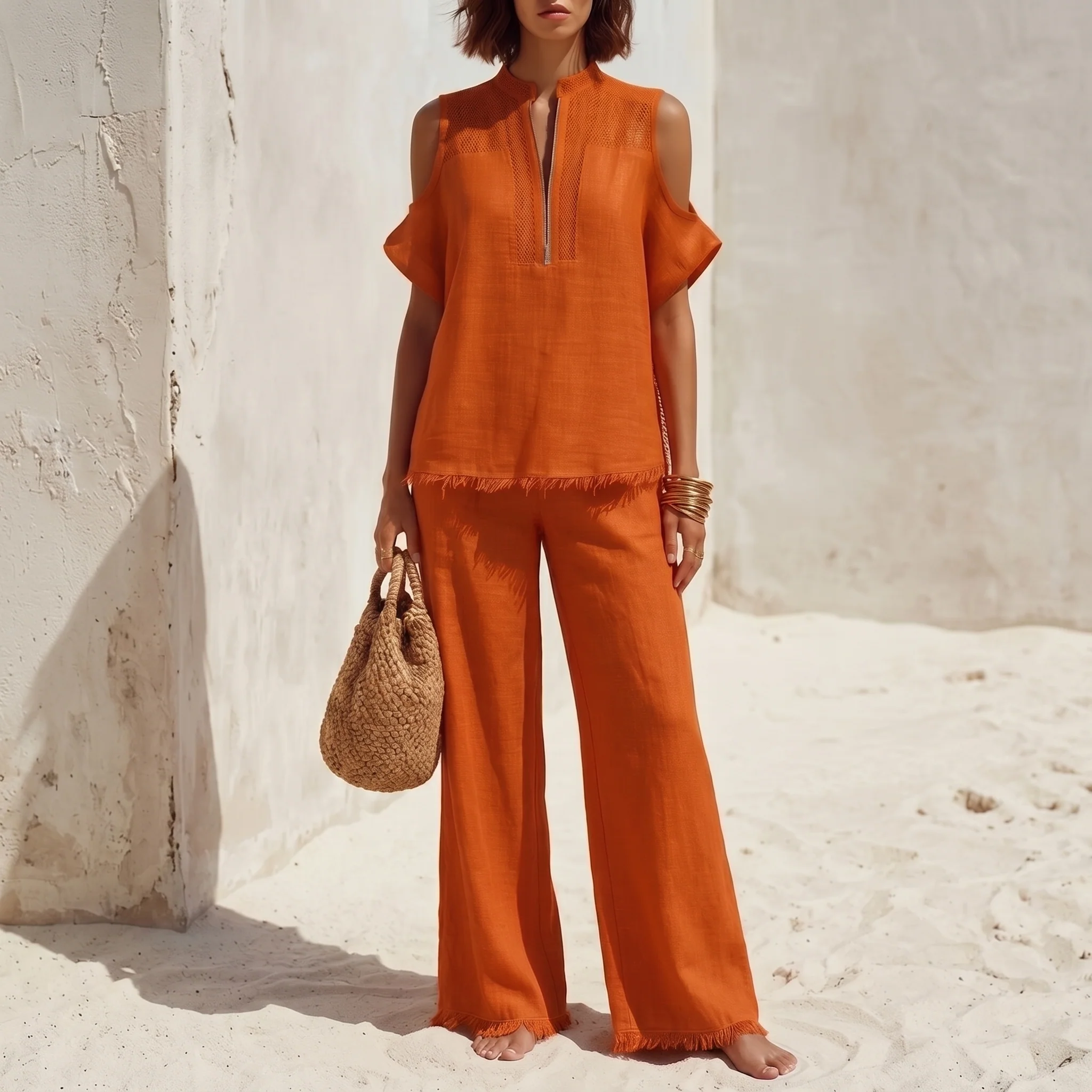 Emanuela | Coordinato Boho ricamato in cotone