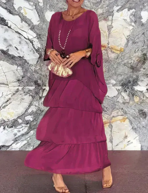 Selene | Vestito in Chiffon con gonna a balze