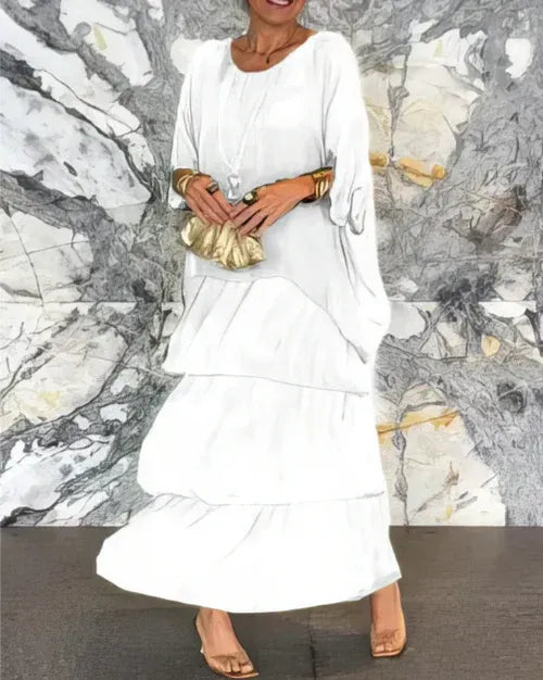 Selene | Vestito in Chiffon con gonna a balze