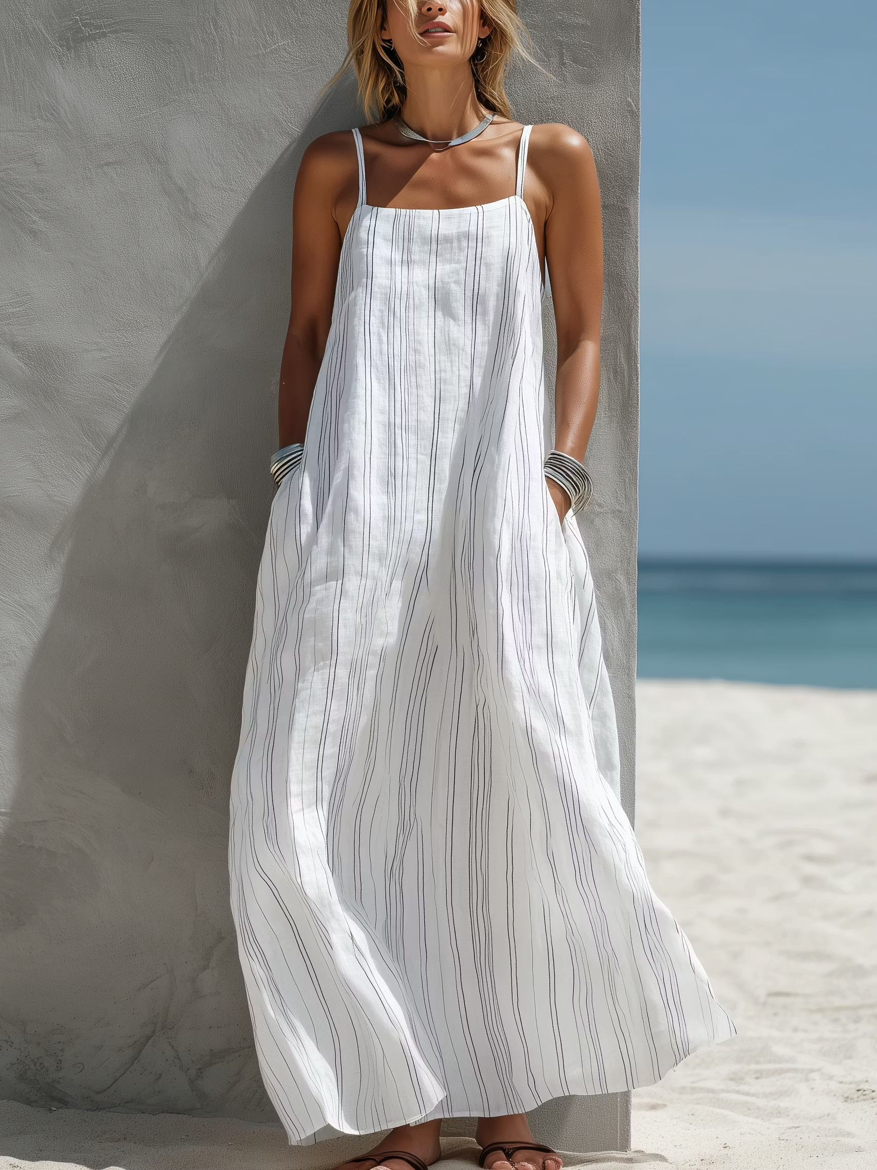 Luna | Vestito 100% Lino a bratelle