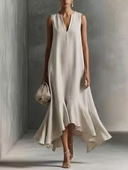 Grace | Vestito in cotone con svaso asimmetrico