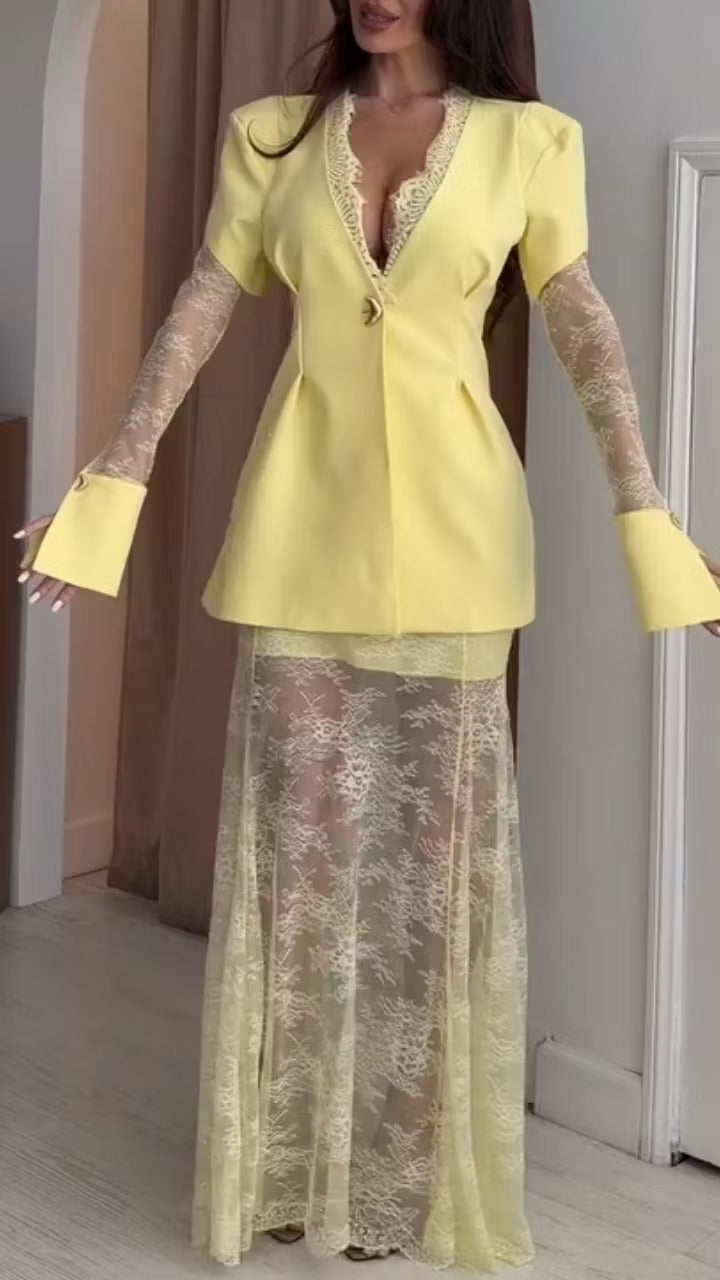Cristina | Coordinato Elegante con gonna in pizzo e giacca