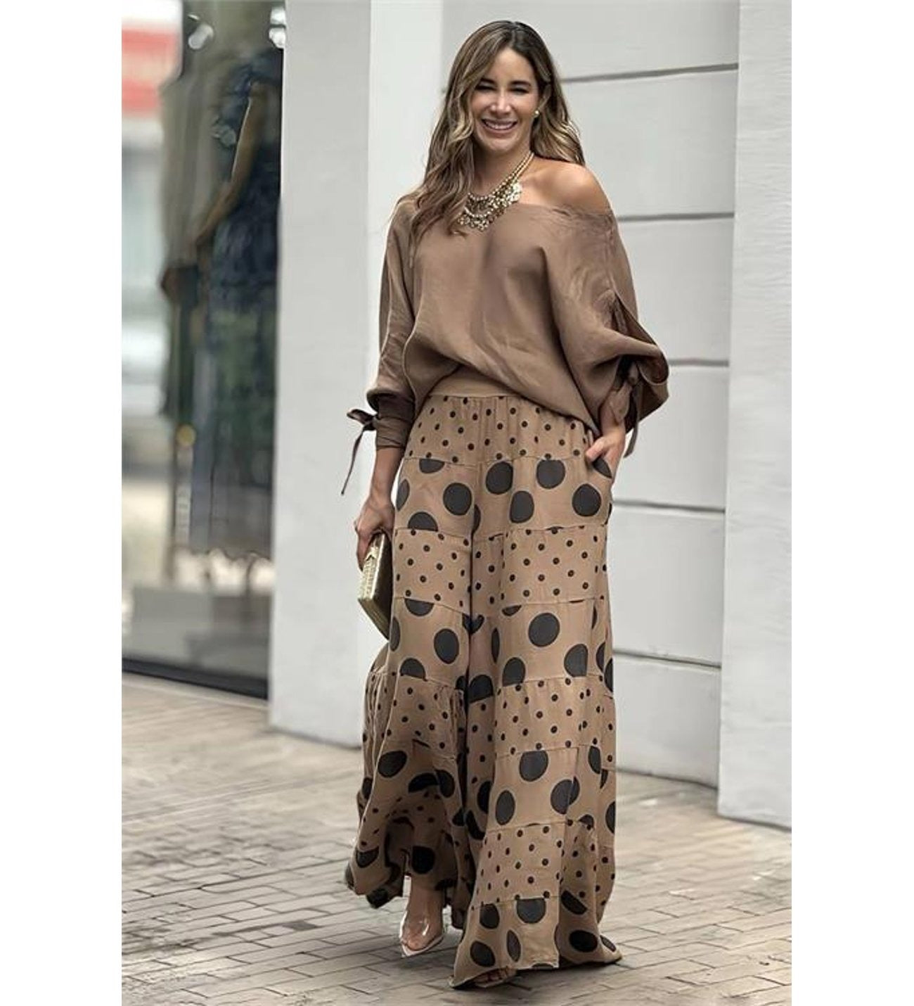 Marika | Coordinato con Blusa e Pantalone palazzo a Pois