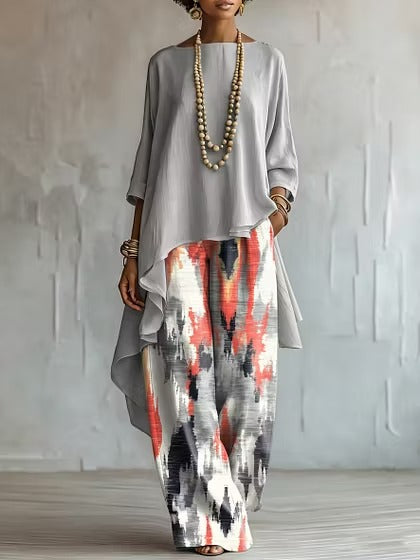 Dea | Coordinato Flowly con pantalone fantasia