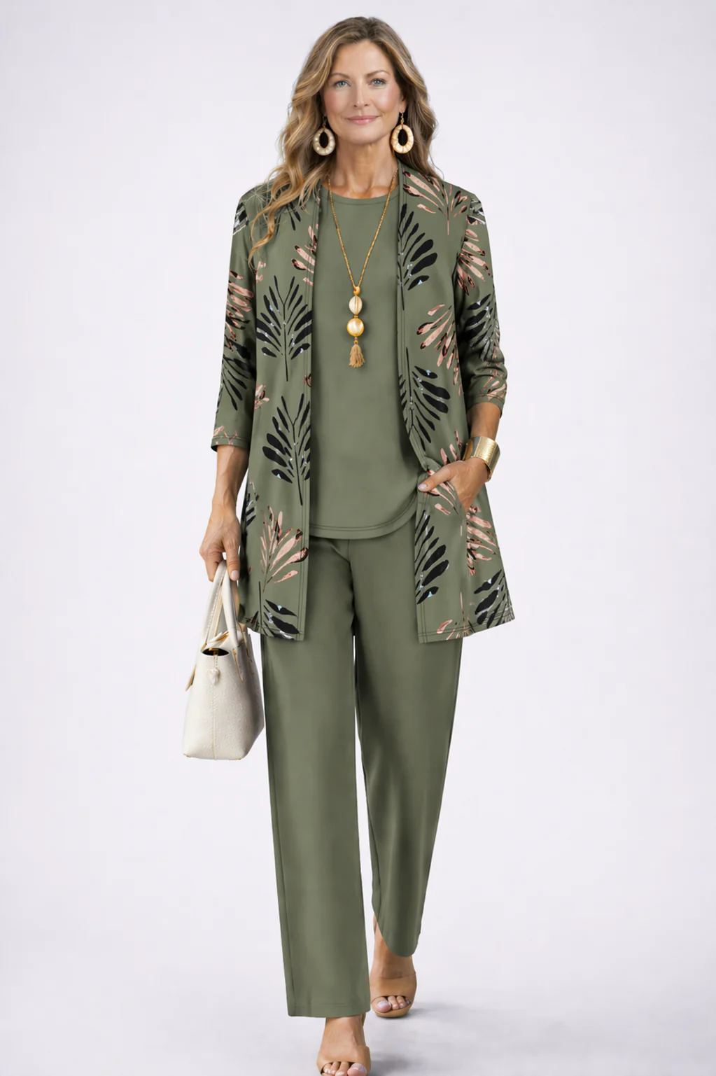 Manuela | Coordinato 3 pezzi 100% cotone con Blusa decorata