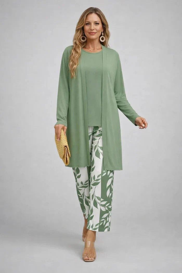 Manuela | Coordinato 3 pezzi 100% cotone con Blusa decorata
