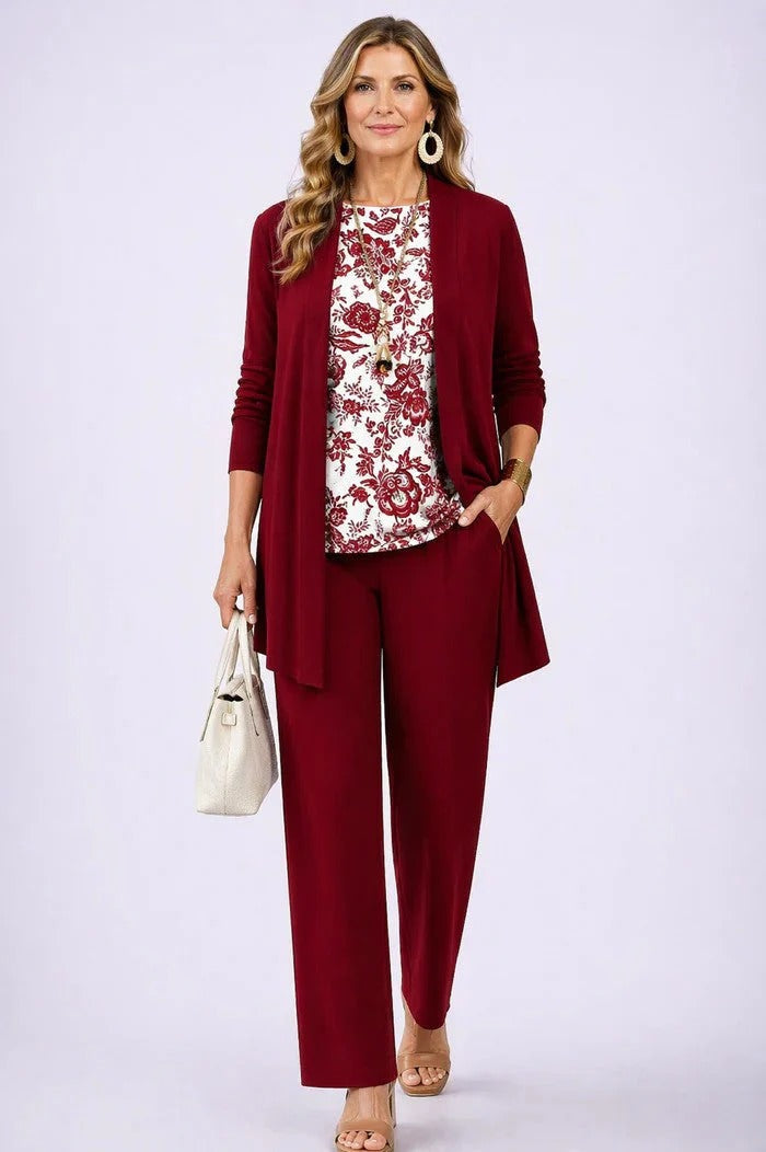 Manuela | Coordinato 3 pezzi 100% cotone con Blusa decorata