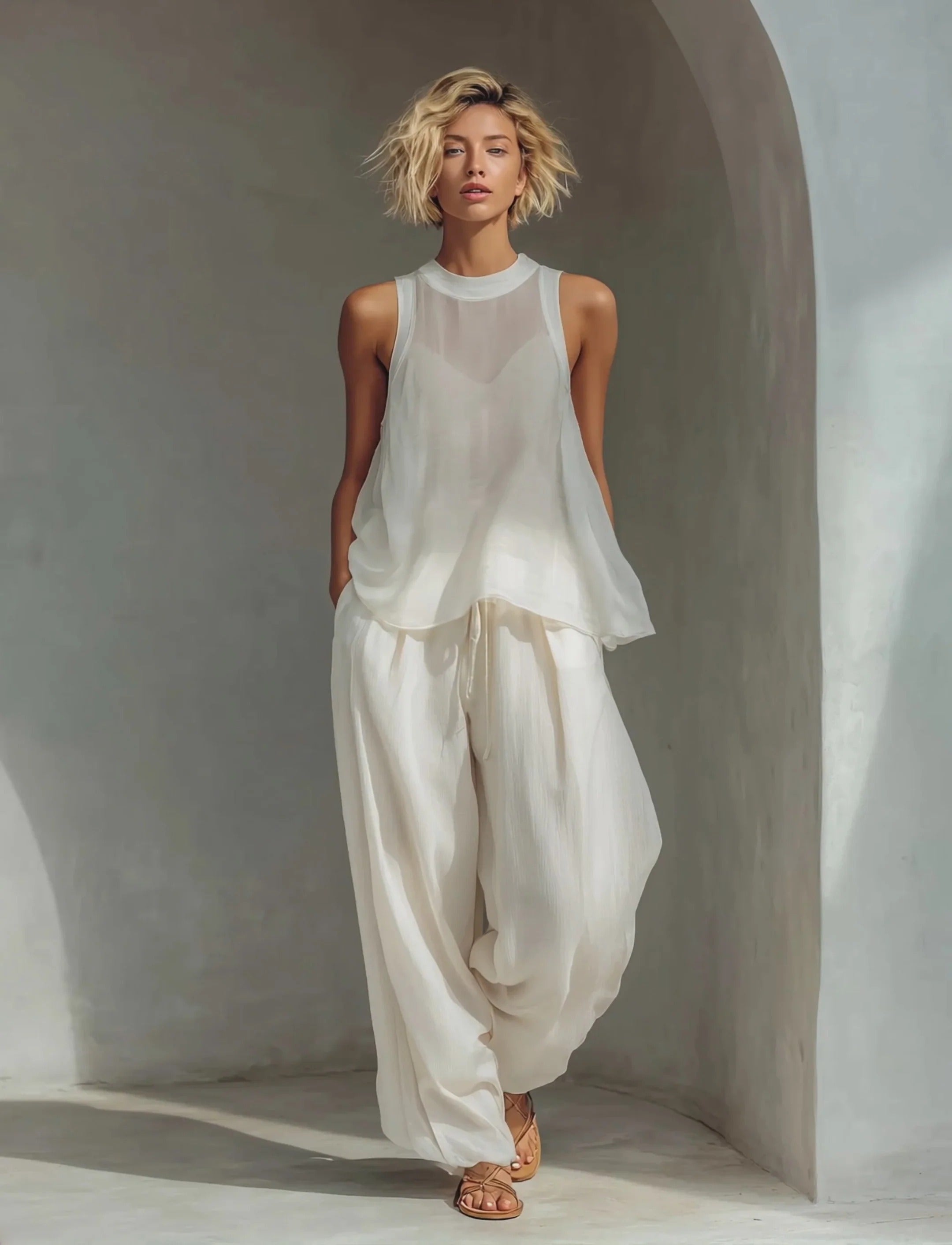 Monica | Coordinato Blusa + Pantalone in Cotone