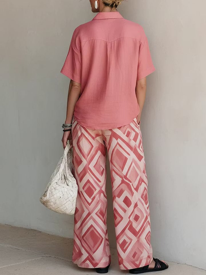 Zahira | Coordinato in lino con camicia e pantalone ampio