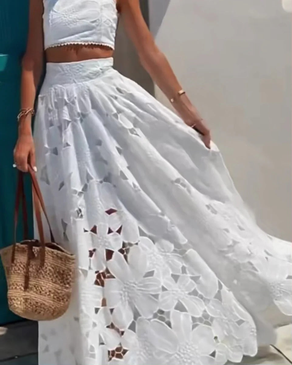 Cecilia | Coordinato Capri con gonna in pizzo
