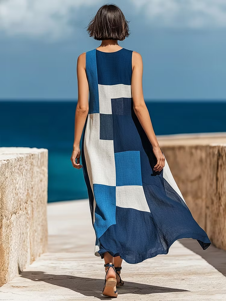 Thalassa | Vestito in seta con fantasia a quadri