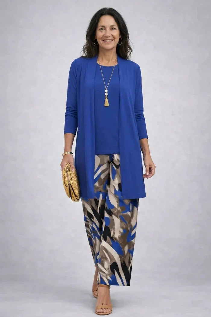 Manuela | Coordinato 3 pezzi 100% cotone con Blusa decorata