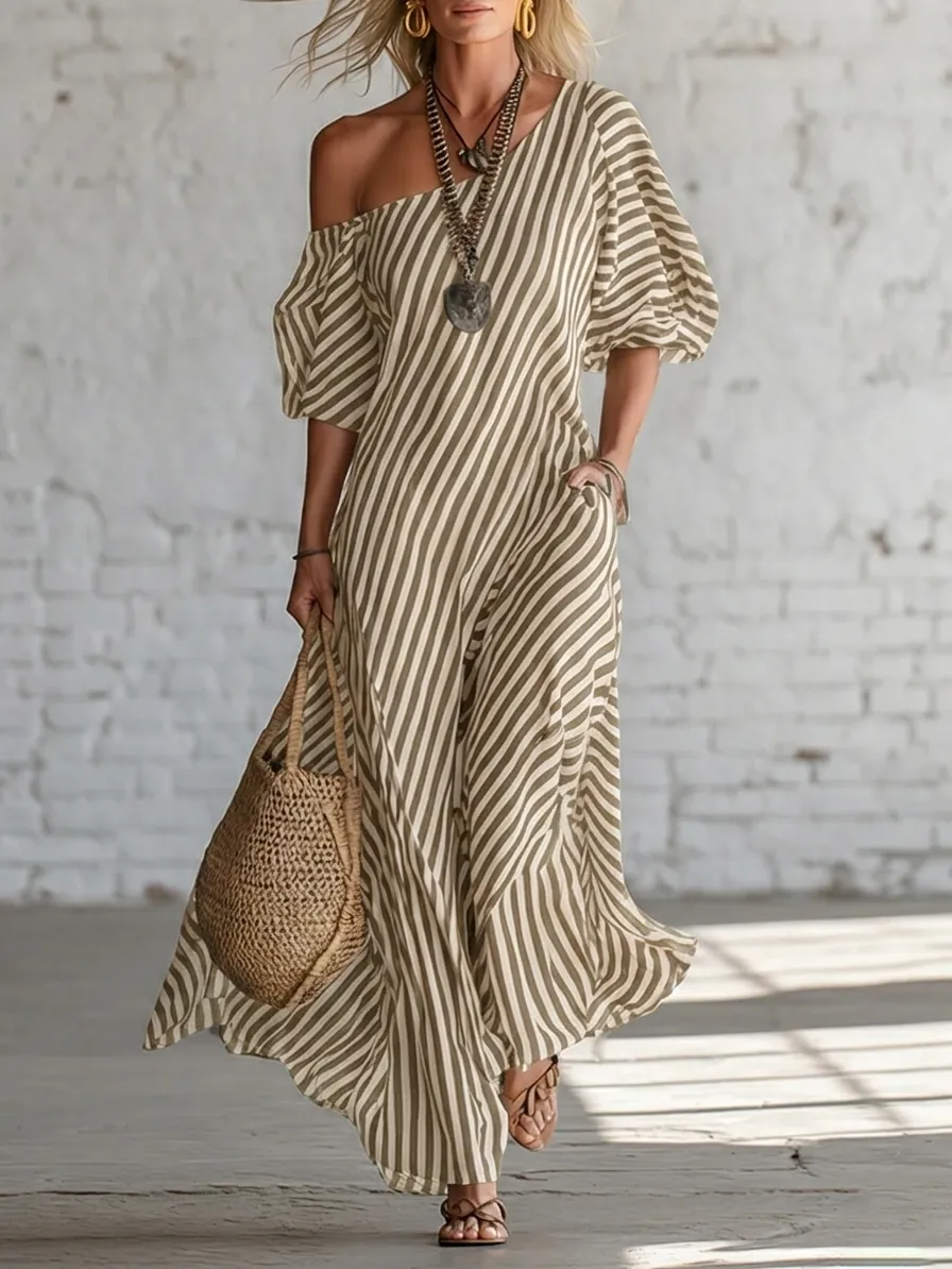 Jessica | Vestito Maxi 100% Cotone con spalla scoperta