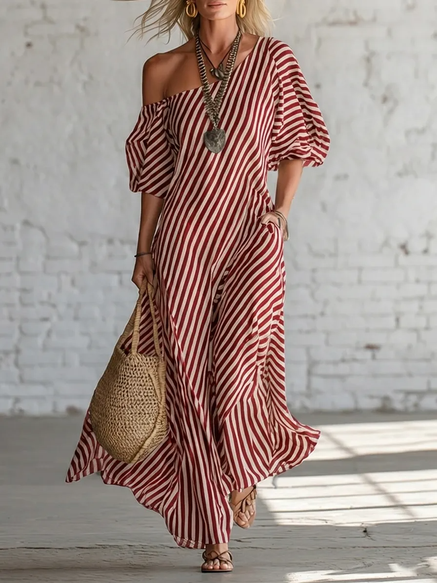 Jessica | Vestito Maxi 100% Cotone con spalla scoperta