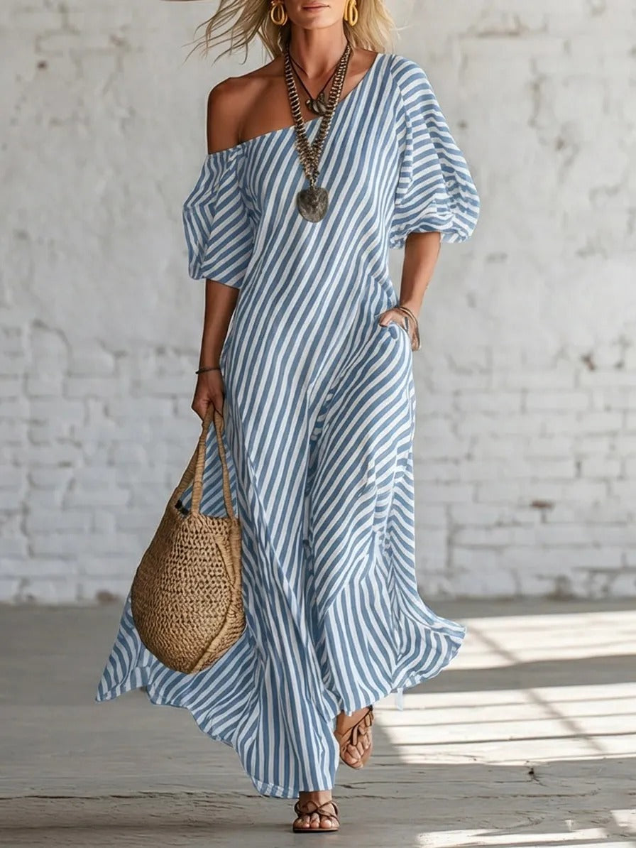 Jessica | Vestito Maxi 100% Cotone con spalla scoperta