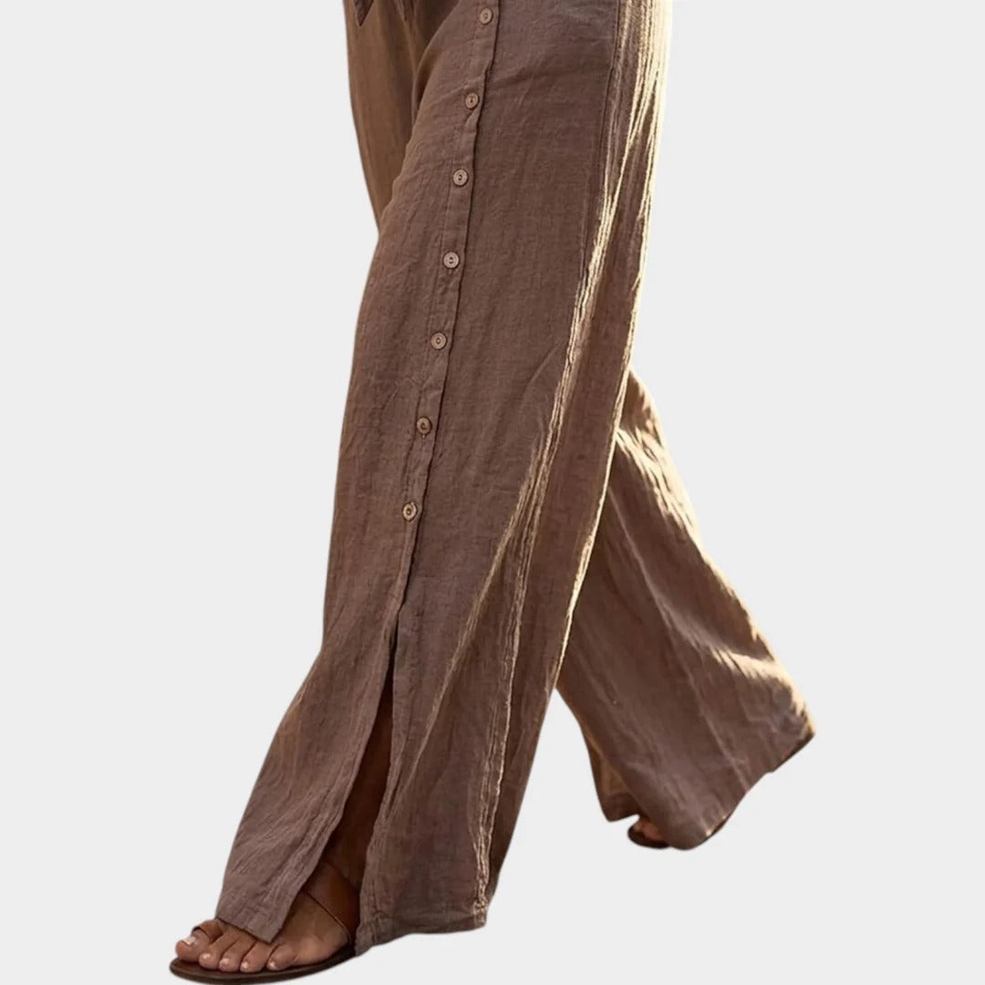 Ilaria | Coordinato in Lino con camicia knot e pantalone wide leg