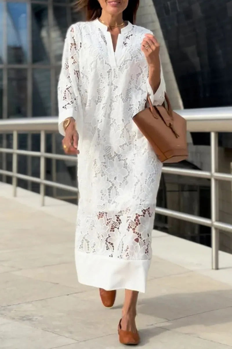 Clio | Vestito in pizzo con sottoveste in seta