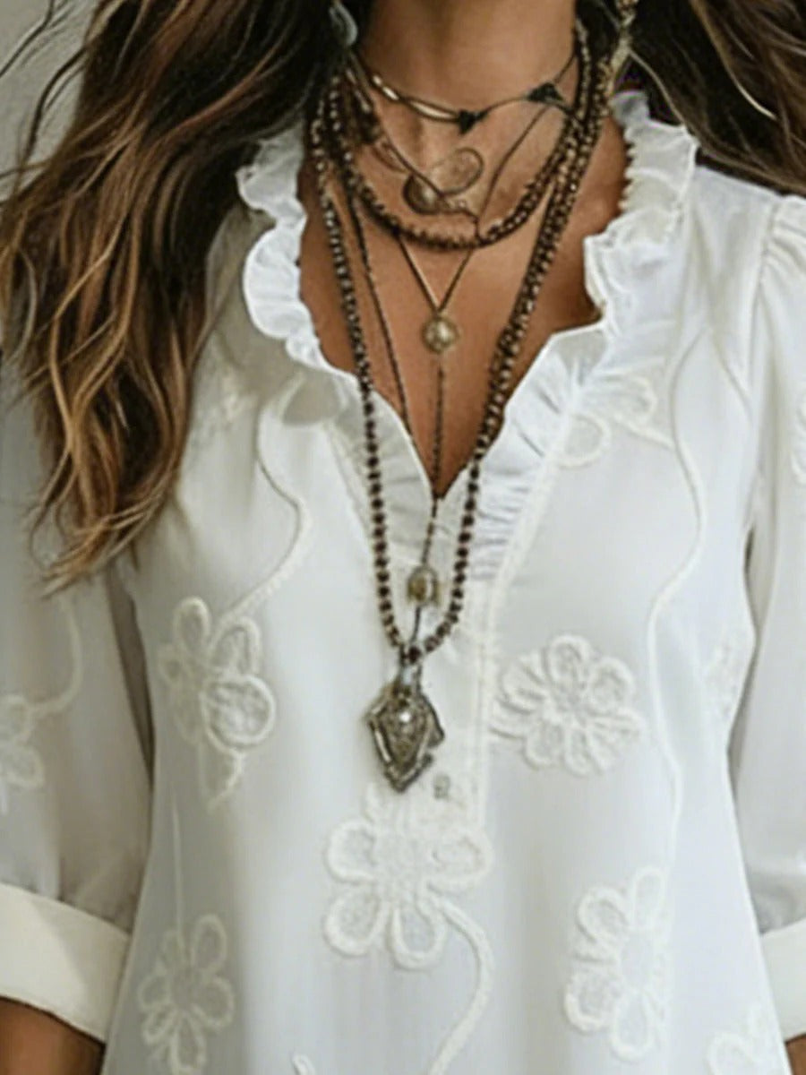 Claudia | Vestito maxi ricamato 100% Cotone